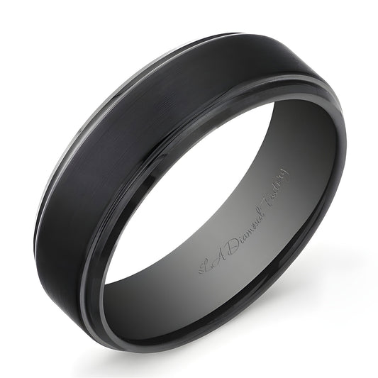 8mm black enamel plated Tungsten Carbide ring with matte finish