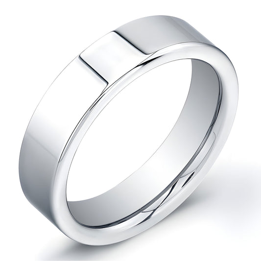 6mm Tungsten Carbide ring with a flat, high polish top