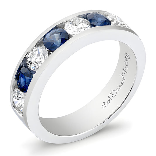 Diamond & Sapphire Ladies Wedding Band (7/8 ctw)