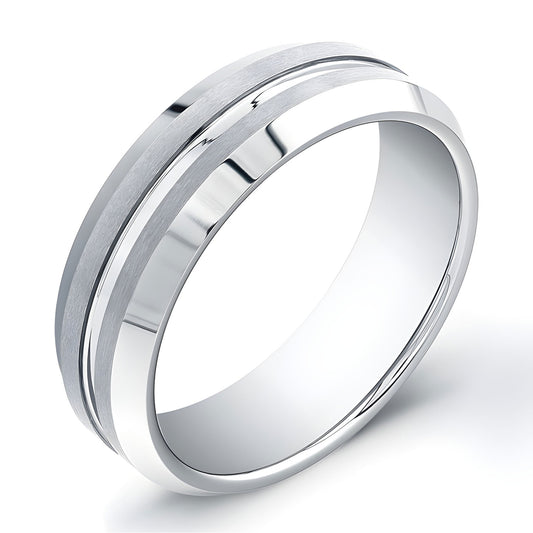 7mm Tungsten Carbide ring with matte top and polished groove