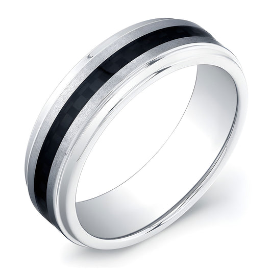 7mm Tungsten Carbide ring with carbon fiber inlay