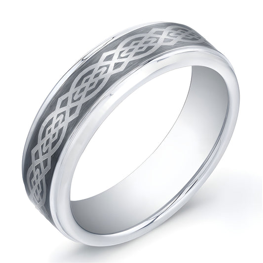 7mm Tungsten Carbide ring with Celtic design