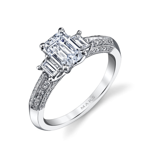 Ladies Emerald Engagement Ring 25088