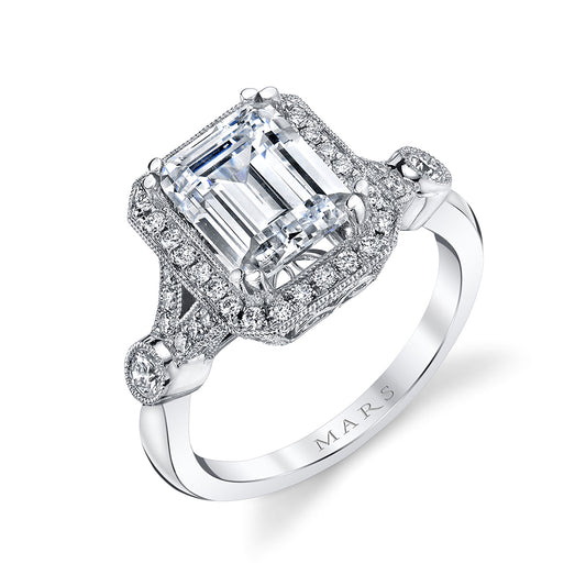 Ladies Emerald Engagement Ring 27386