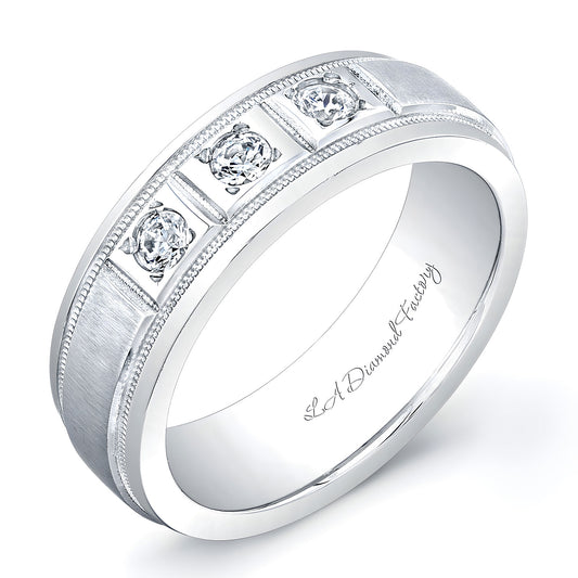 6mm Three Diamond Men's Wedding Band