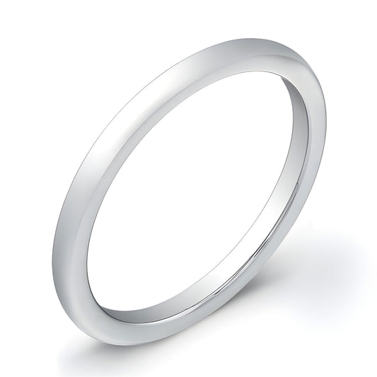 2mm Tungsten Carbide wedding band with a rounded top and bright polish