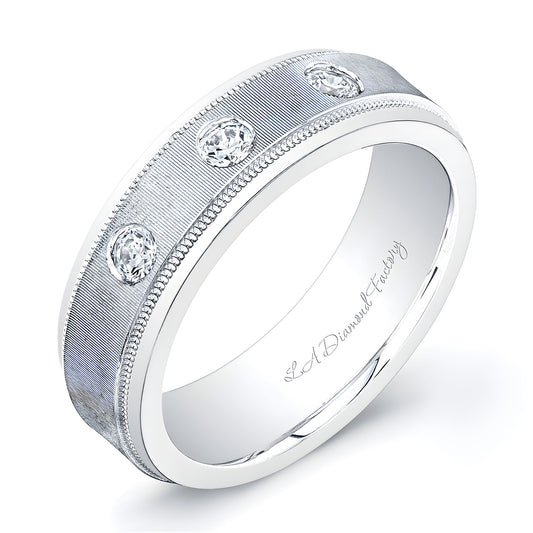 8mm Three Diamond Men's Wedding Band