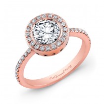 Bezel Set Round Halo Engagement Ring in Rose Gold