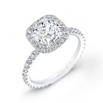 Cushion Halo with Round Brilliant Center Engagement Ring